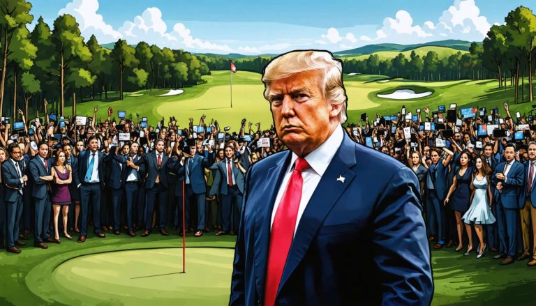 トランプの4億ドルの暗号ガラ: 活動家がゴルフコースに突入、エリートたちは大統領のデジタル未来に投資する